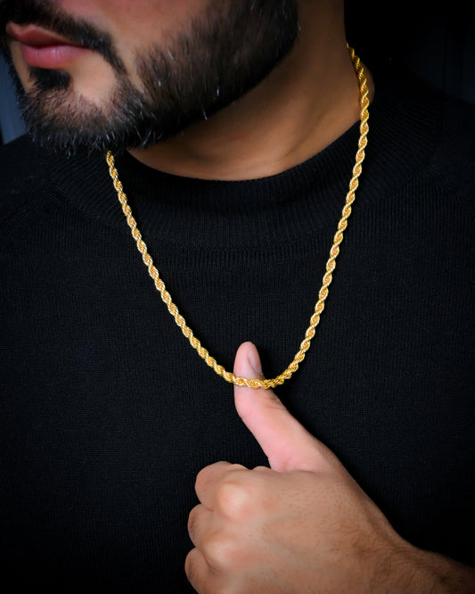 Classic Artificial Gold Rope Chain Necklace for Men – Elegant, Durable Fashion Jewelry